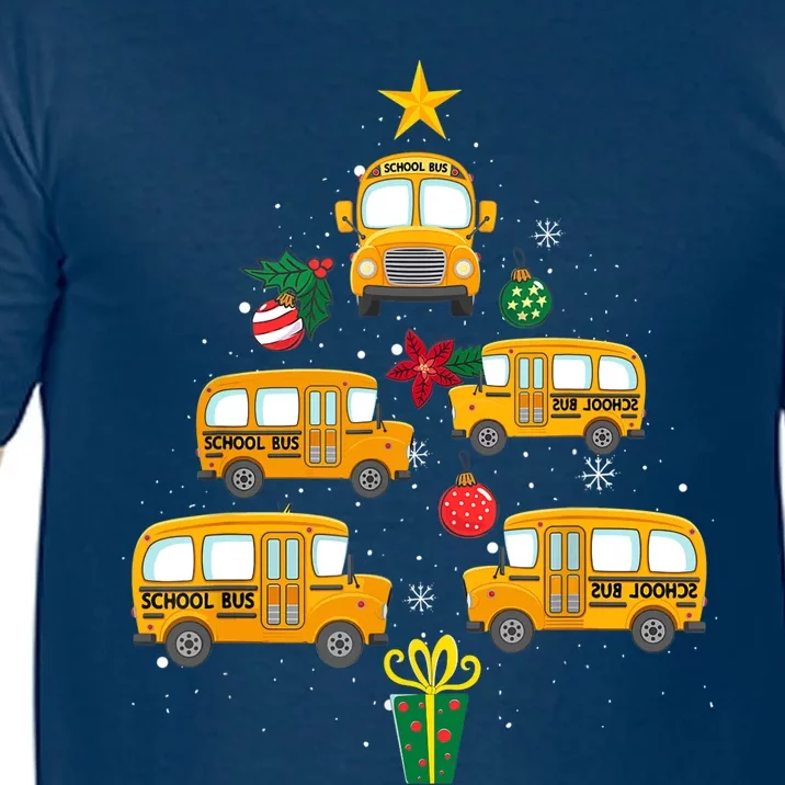 School Bus Christmas Tree Funny Boys Girls Xmas Pajama Comfort Colors T-Shirt