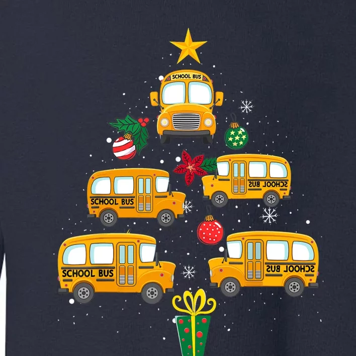 School Bus Christmas Tree Funny Boys Girls Xmas Pajama Toddler Sweatshirt