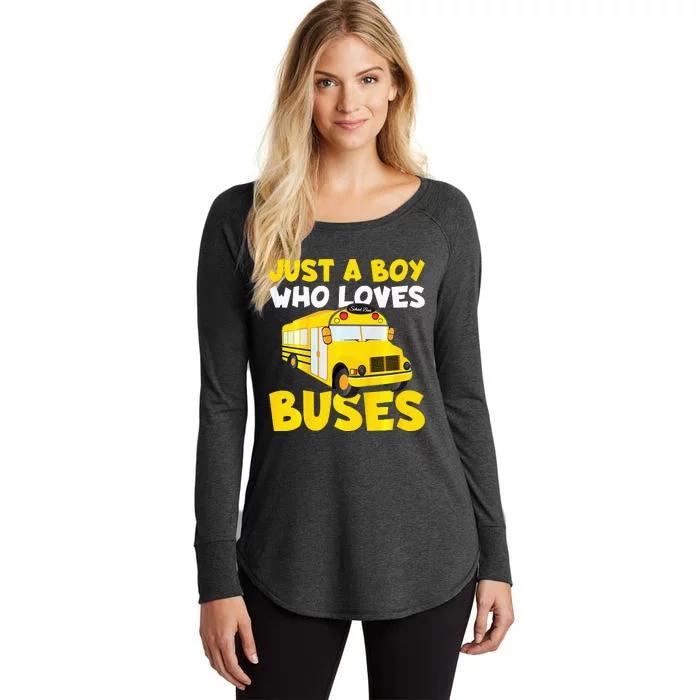 School Bus Costume Just A Boy Who Loves Buses Women's Perfect Tri Tunic Long Sleeve Shirt