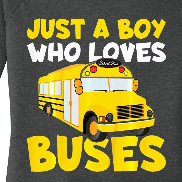 School Bus Costume Just A Boy Who Loves Buses Women's Perfect Tri Tunic Long Sleeve Shirt