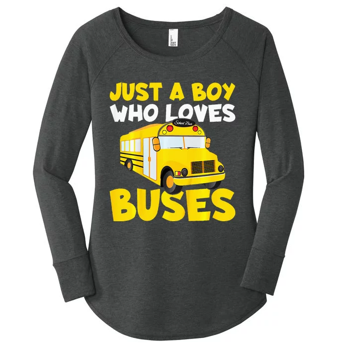 School Bus Costume Just A Boy Who Loves Buses Women's Perfect Tri Tunic Long Sleeve Shirt