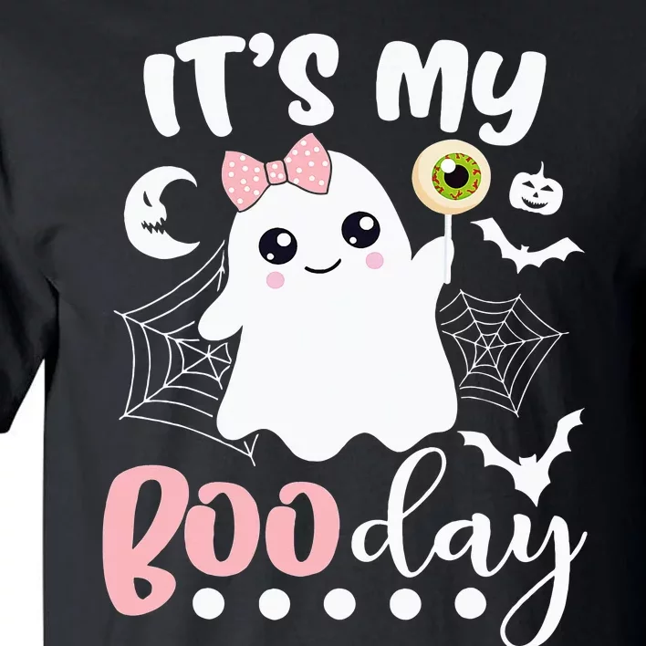 Spooky Birthday Celebration: Cute Ghost with Pink Bow Tall T-Shirt