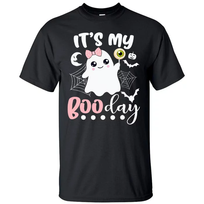 Spooky Birthday Celebration: Cute Ghost with Pink Bow Tall T-Shirt