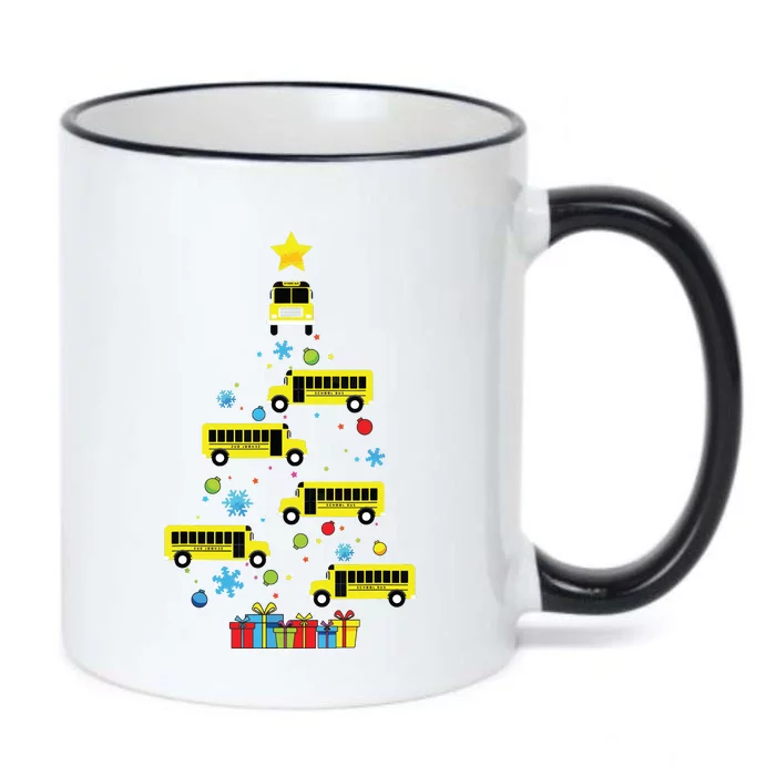 School Bus Christmas Tree Funny Bus Driver Graphic Cute Black Color Changing Mug