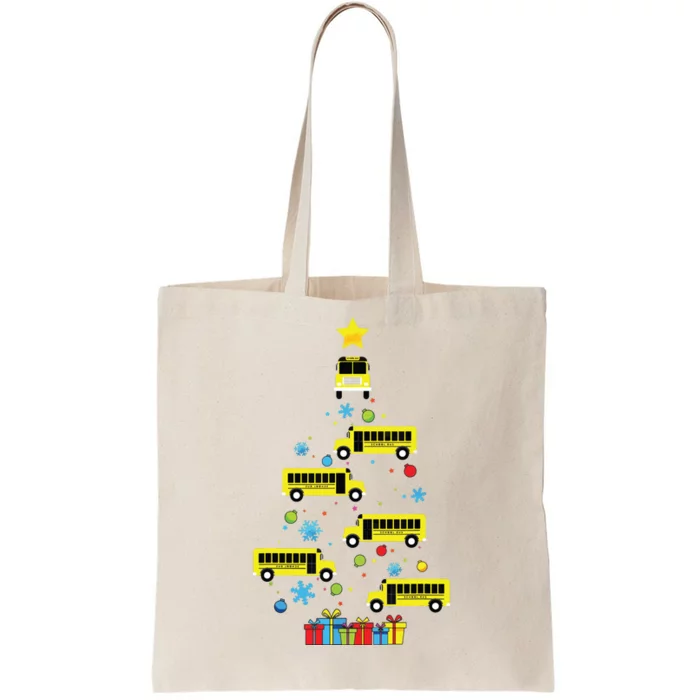 School Bus Christmas Tree Funny Bus Driver Graphic Cute Tote Bag