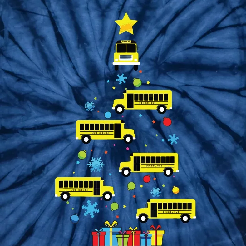 School Bus Christmas Tree Funny Bus Driver Graphic Cute Tie-Dye T-Shirt