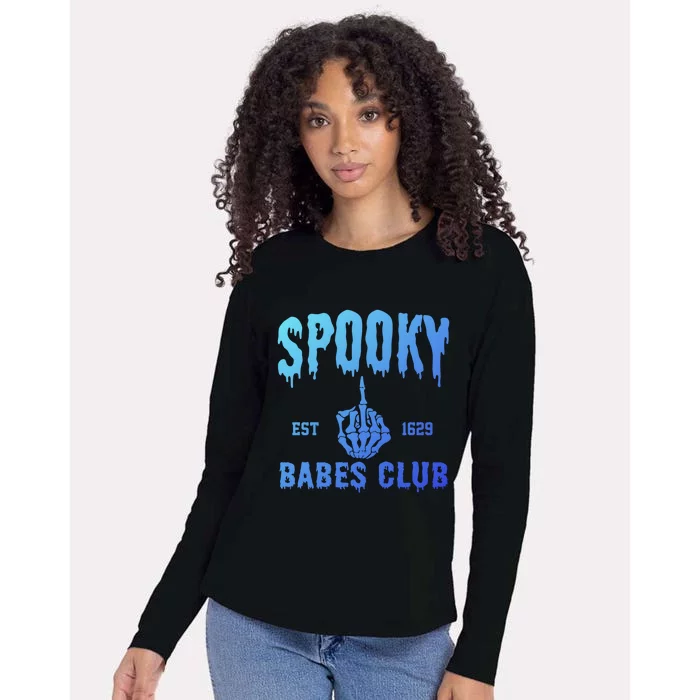 Spooky Babes Club Halloween Salem Witchy Spooky Season Gift Womens Cotton Relaxed Long Sleeve T-Shirt