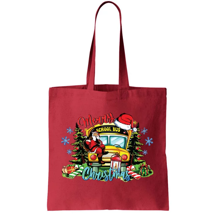 School Bus Christmas Tree Funny Santa Bus Driver Lover Gifts Tote Bag