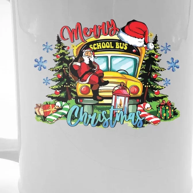 School Bus Christmas Tree Funny Santa Bus Driver Lover Gifts Front & Back Beer Stein