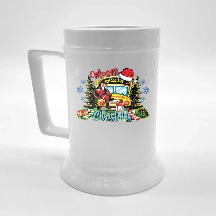 School Bus Christmas Tree Funny Santa Bus Driver Lover Gifts Front & Back Beer Stein