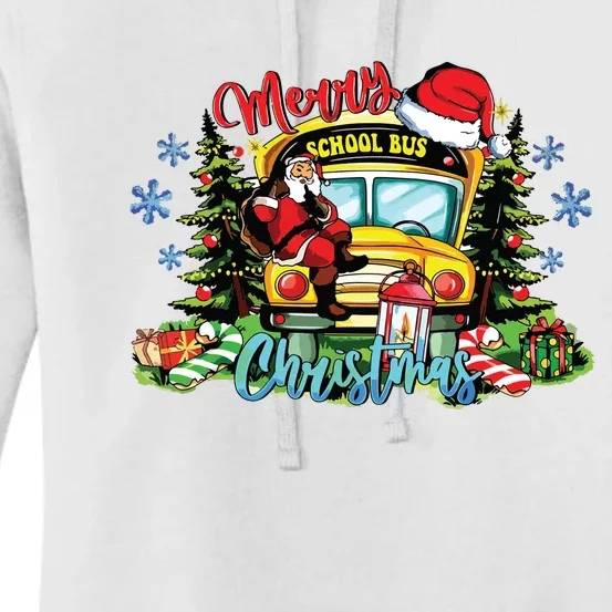 School Bus Christmas Tree Funny Santa Bus Driver Lover Gifts Women's Pullover Hoodie