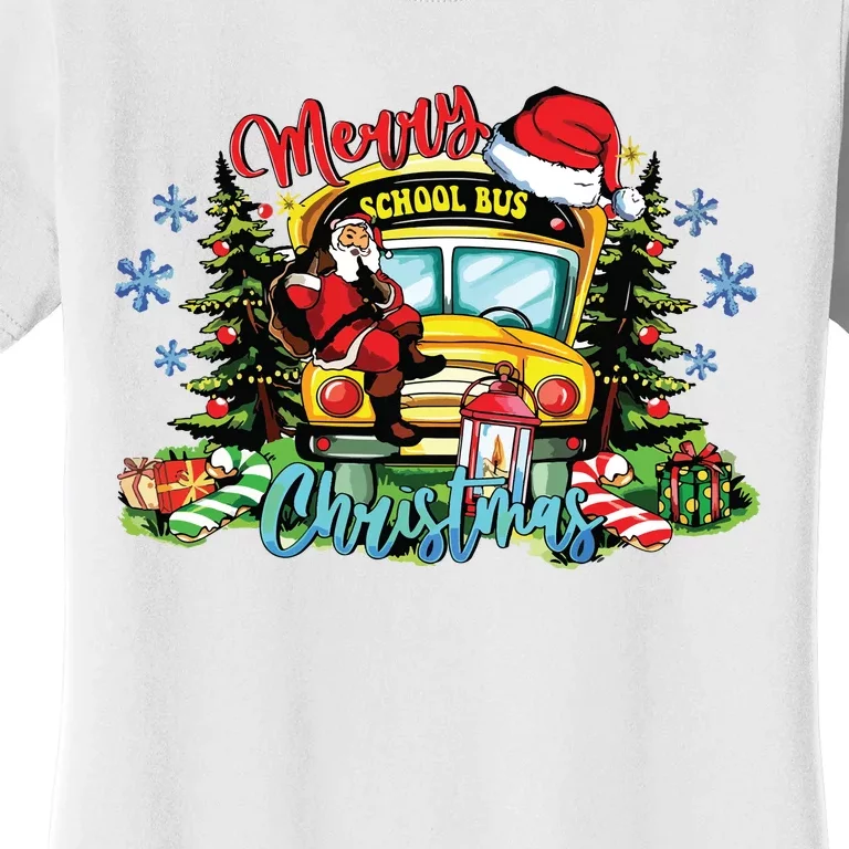 School Bus Christmas Tree Funny Santa Bus Driver Lover Gifts Women's T-Shirt