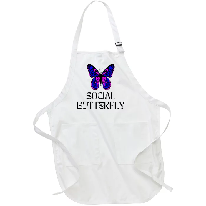 Social Butterfly Cute Gift Full-Length Apron With Pocket