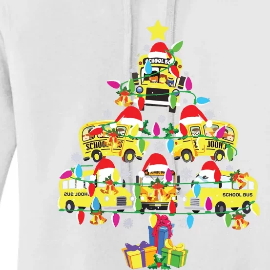 School Bus Christmas Tree Funny Santa Bus Driver Women's Pullover Hoodie