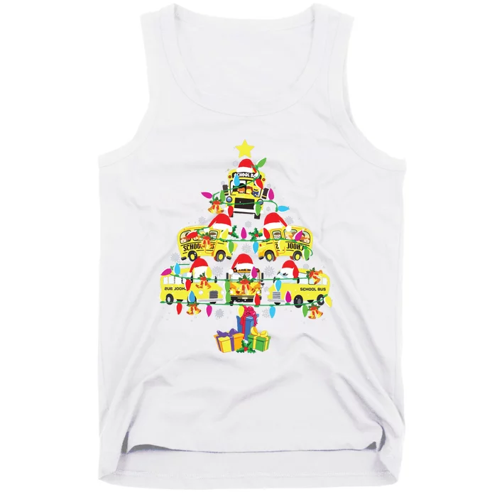 School Bus Christmas Tree Funny Santa Bus Driver Tank Top