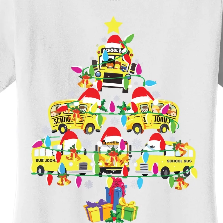 School Bus Christmas Tree Funny Santa Bus Driver Women's T-Shirt