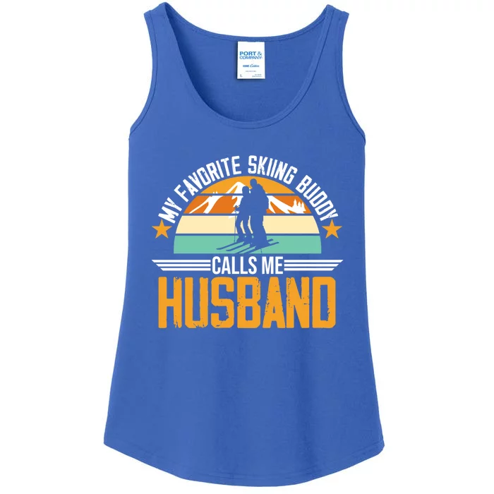 Skiing Buddy Calls Me Husband Ski Snow Skier Sports Graphic Gift Ladies Essential Tank