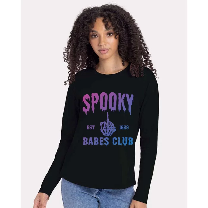 Spooky Babes Club Halloween Salem Witchy Spooky Season Gift Womens Cotton Relaxed Long Sleeve T-Shirt