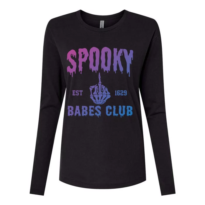 Spooky Babes Club Halloween Salem Witchy Spooky Season Gift Womens Cotton Relaxed Long Sleeve T-Shirt