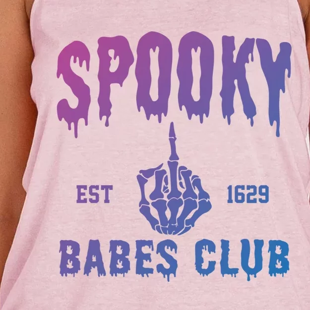 Spooky Babes Club Halloween Salem Witchy Spooky Season Gift Women's Knotted Racerback Tank