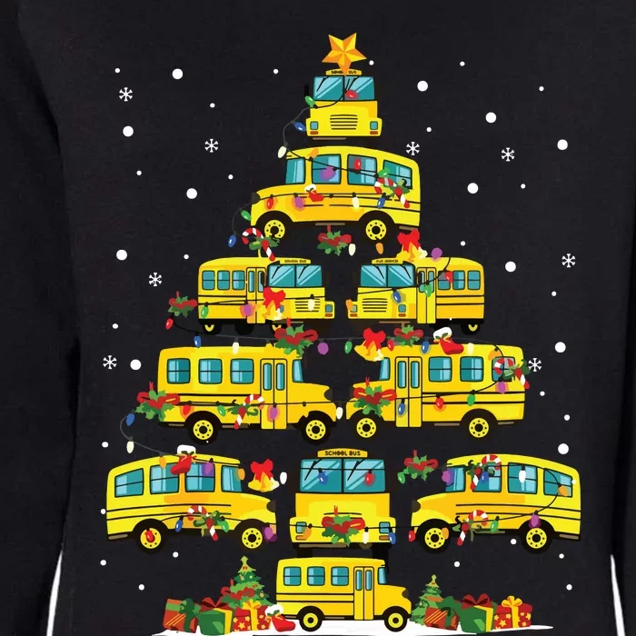 School Bus Christmas Tree Lights Funny Bus Driver Xmas Pjs Womens California Wash Sweatshirt