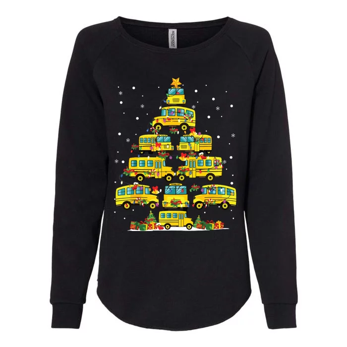 School Bus Christmas Tree Lights Funny Bus Driver Xmas Pjs Womens California Wash Sweatshirt