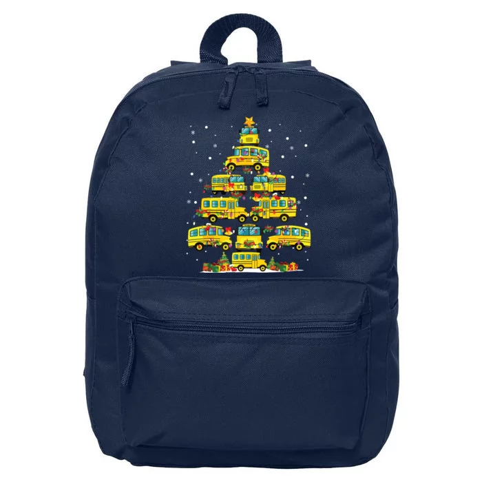 School Bus Christmas Tree Lights Funny Bus Driver Xmas Pjs 16 in Basic Backpack