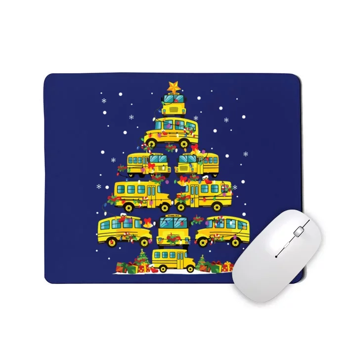 School Bus Christmas Tree Lights Funny Bus Driver Xmas Pjs Mousepad