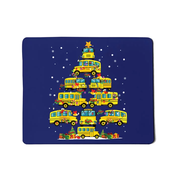 School Bus Christmas Tree Lights Funny Bus Driver Xmas Pjs Mousepad