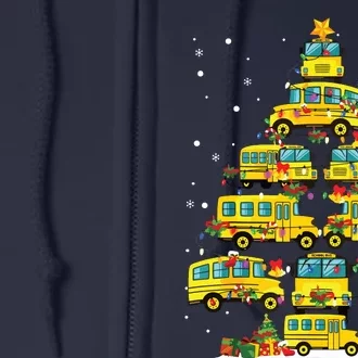 School Bus Christmas Tree Lights Funny Bus Driver Xmas Pjs Full Zip Hoodie