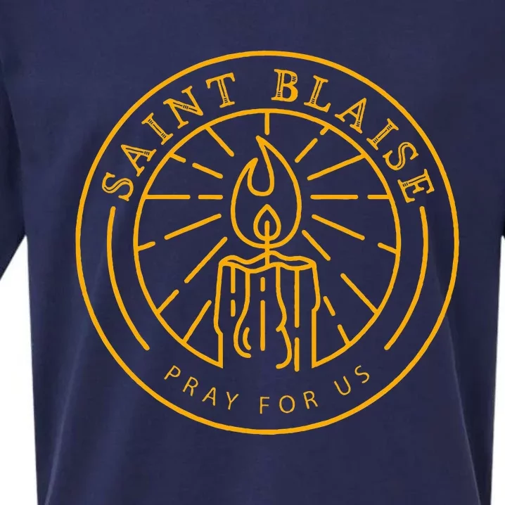 St Blaise Candle Catholic Saint Sueded Cloud Jersey T-Shirt