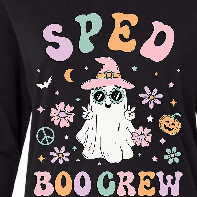 SPED Boo Crew Halloween Floral Ghost Special Ed SPED Teacher Womens Cotton Relaxed Long Sleeve T-Shirt