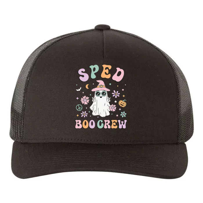 SPED Boo Crew Halloween Floral Ghost Special Ed SPED Teacher Yupoong Adult 5-Panel Trucker Hat