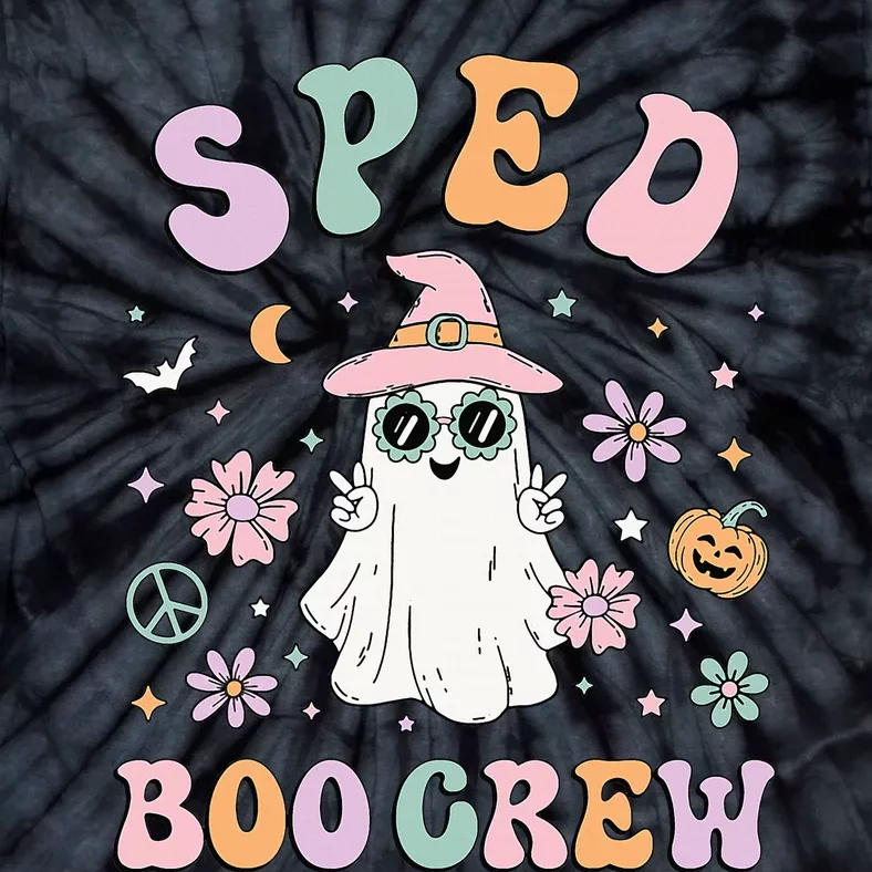 SPED Boo Crew Halloween Floral Ghost Special Ed SPED Teacher Tie-Dye T-Shirt