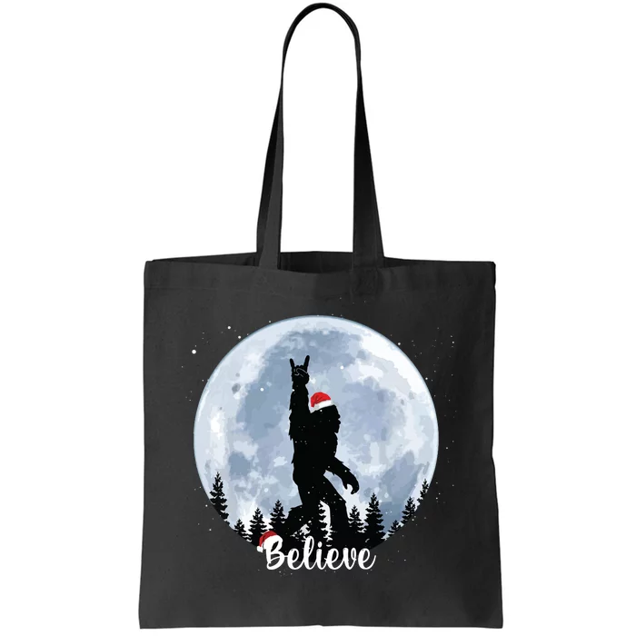 Santa Bigfoot Christmas Rock Roll Sasquatch Believe Xmas Tote Bag