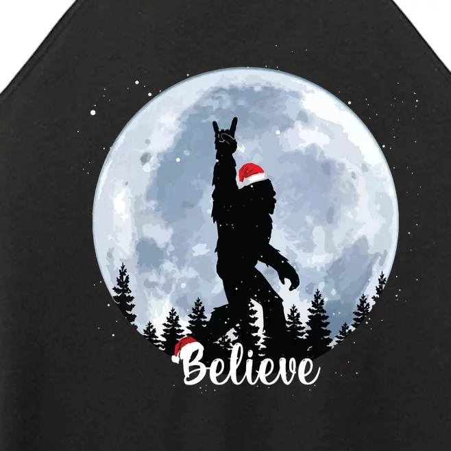 Santa Bigfoot Christmas Rock Roll Sasquatch Believe Xmas Women’s Perfect Tri Rocker Tank