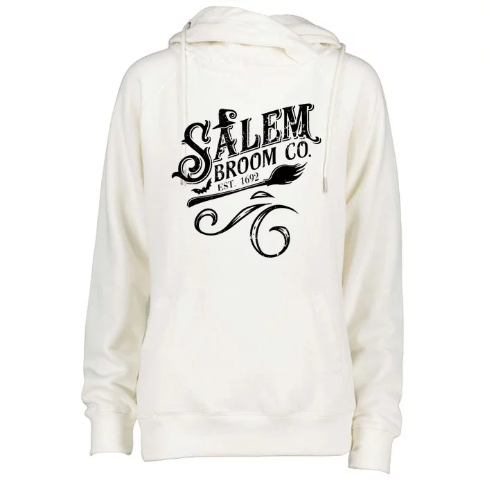 Salem Broom Co Est 1692 Funny Halloween Witch Quote Graphic Gift Womens Funnel Neck Pullover Hood