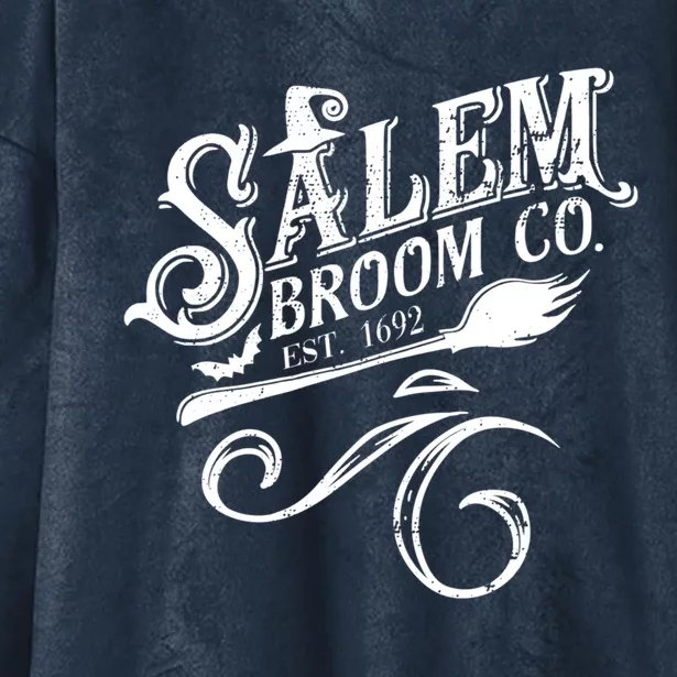 Salem Broom Co Est 1692 Funny Halloween Witch Quote Graphic Gift Hooded Wearable Blanket