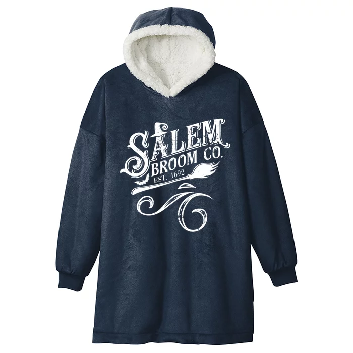 Salem Broom Co Est 1692 Funny Halloween Witch Quote Graphic Gift Hooded Wearable Blanket