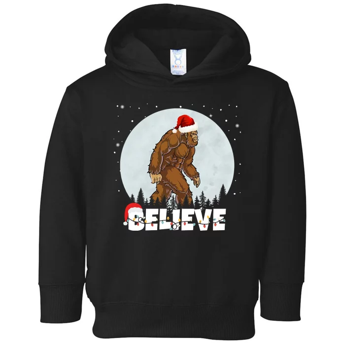 Santa Bigfoot Christmas Rock Funny Sasquatch Believe Toddler Hoodie