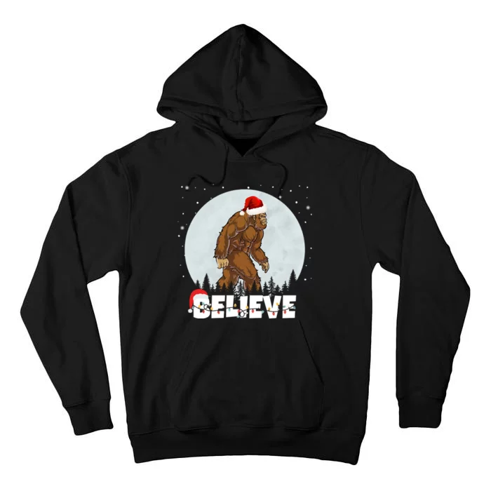 Santa Bigfoot Christmas Rock Funny Sasquatch Believe Tall Hoodie