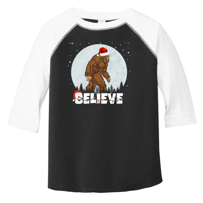 Santa Bigfoot Christmas Rock Funny Sasquatch Believe Toddler Fine Jersey T-Shirt