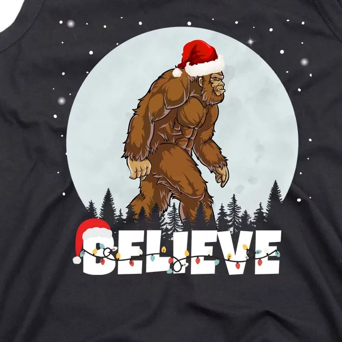 Santa Bigfoot Christmas Rock Funny Sasquatch Believe Tank Top