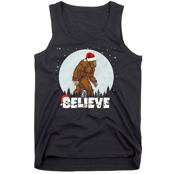 Santa Bigfoot Christmas Rock Funny Sasquatch Believe Tank Top