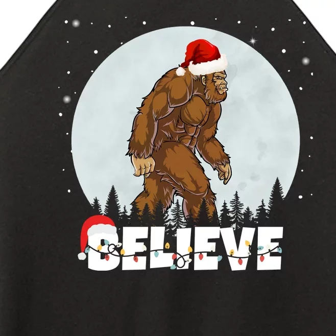 Santa Bigfoot Christmas Rock Funny Sasquatch Believe Women’s Perfect Tri Rocker Tank