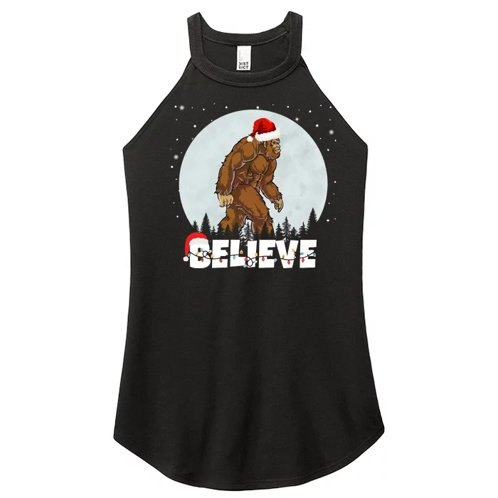 Santa Bigfoot Christmas Rock Funny Sasquatch Believe Women’s Perfect Tri Rocker Tank