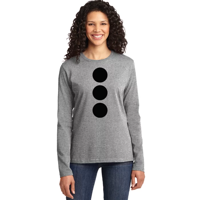 Snowman Buttons Christmas Easy Costume Ladies Long Sleeve Shirt