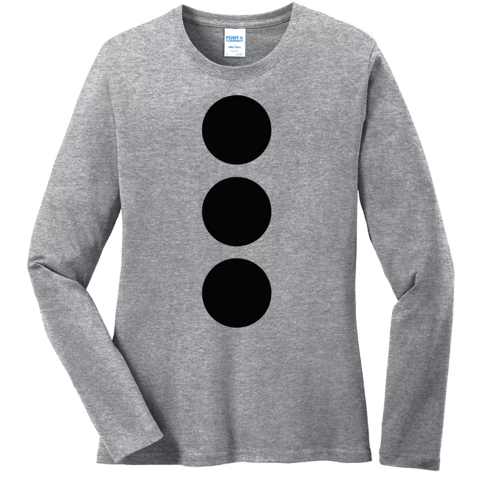 Snowman Buttons Christmas Easy Costume Ladies Long Sleeve Shirt