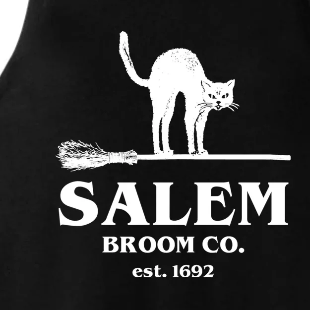 Salem Broom Co Company Halloween Black Cat Witch And Broom Gift Ladies Tri-Blend Wicking Tank