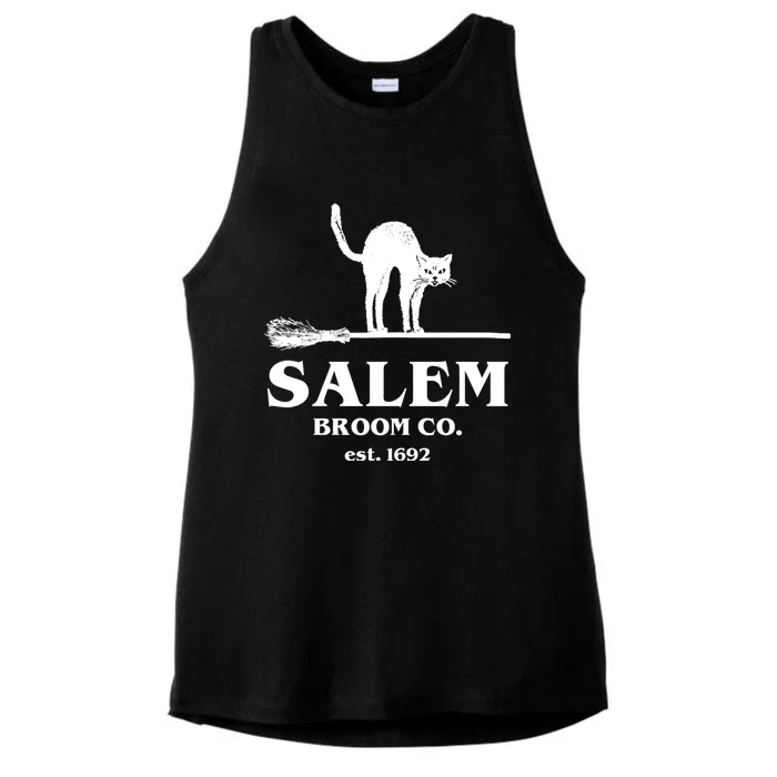 Salem Broom Co Company Halloween Black Cat Witch And Broom Gift Ladies Tri-Blend Wicking Tank